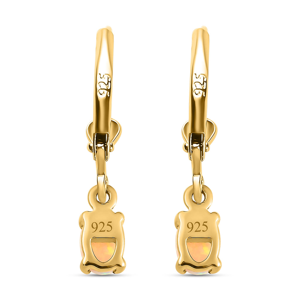 Royal Bali Collection - D'Joy Ethiopian Welo Opal Lever Back Earrings in 18K Vermeil Yellow Gold Plated Sterling Silver