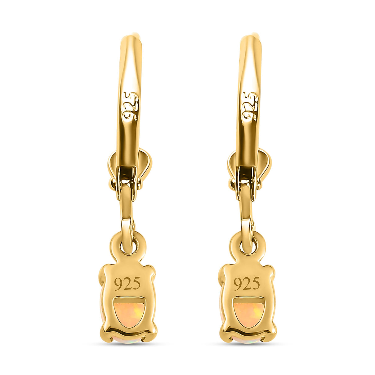 Royal Bali Collection - D'Joy Ethiopian Welo Opal Lever Back Earrings in 18K Vermeil Yellow Gold Plated Sterling Silver 7837417 7