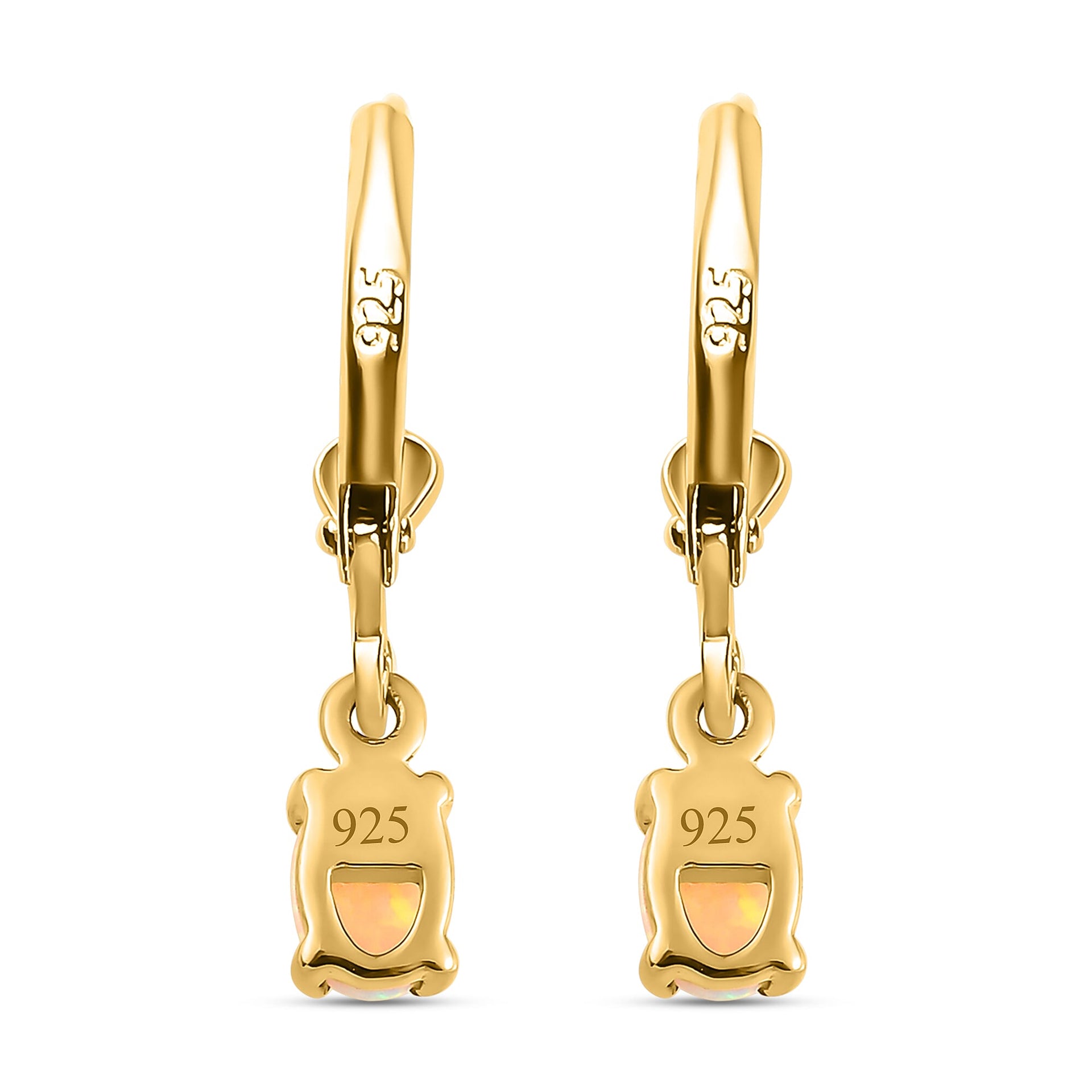 Royal Bali Collection - D'Joy Ethiopian Welo Opal Lever Back Earrings in 18K Vermeil Yellow Gold Plated Sterling Silver 7837417 7
