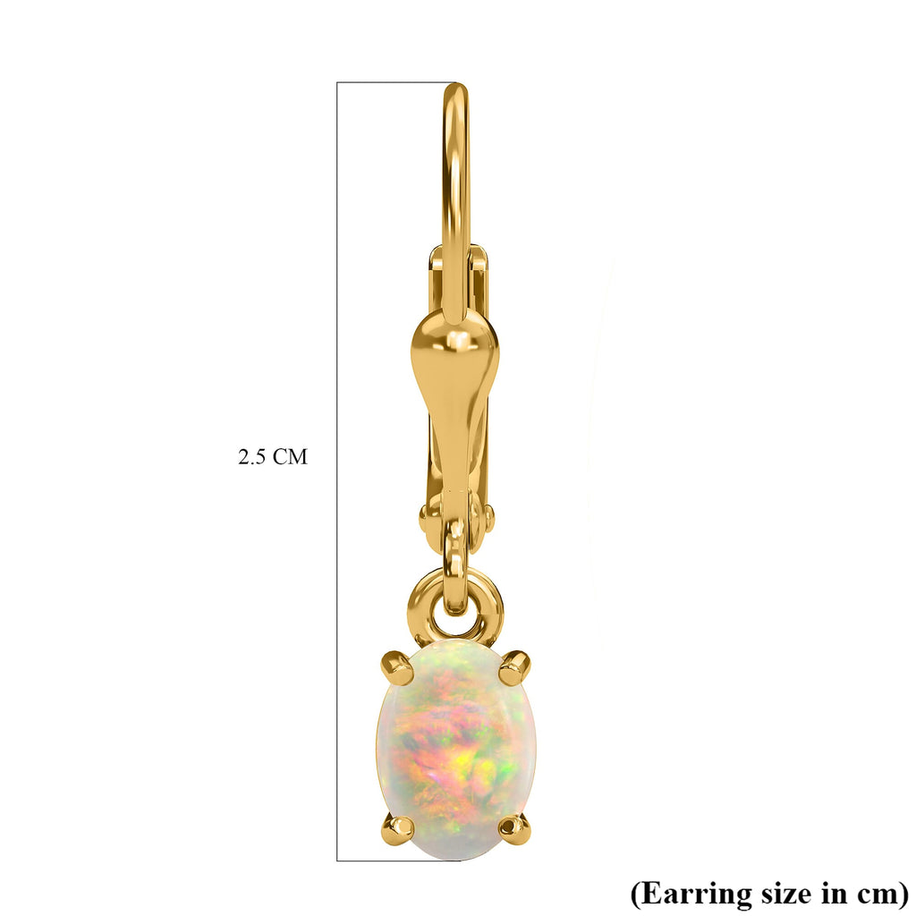 Royal Bali Collection - D'Joy Ethiopian Welo Opal Lever Back Earrings in 18K Vermeil Yellow Gold Plated Sterling Silver