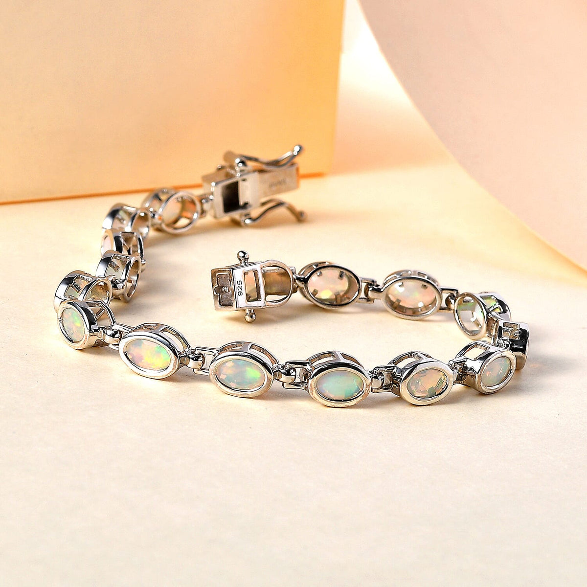 Ethiopian Welo Opal Bracelet (Size - 7) in Platinum Overlay Sterling Silver 4.53 Ct, Silver Wt. 9.30 Gms 7165632 2