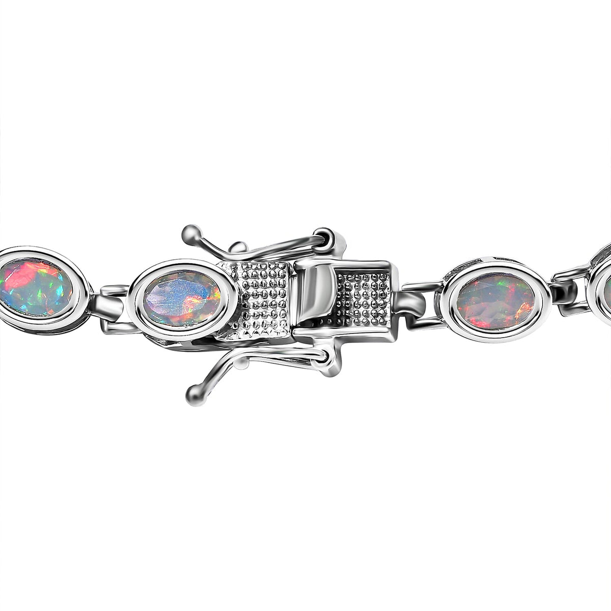 Ethiopian Welo Opal Bracelet (Size - 7) in Platinum Overlay Sterling Silver 4.53 Ct, Silver Wt. 9.30 Gms 7165632 4