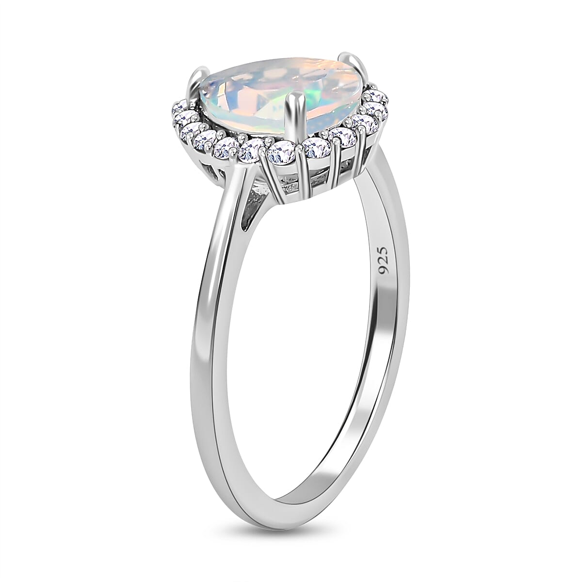 Ethiopian Welo Opal &amp; Natural Zircon Ring in Platinum Overlay Sterling Silver 1.39 Ct. 7522541 10