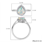 Ethiopian Welo Opal & Natural Zircon Ring in Platinum Overlay Sterling Silver 1.39 Ct.