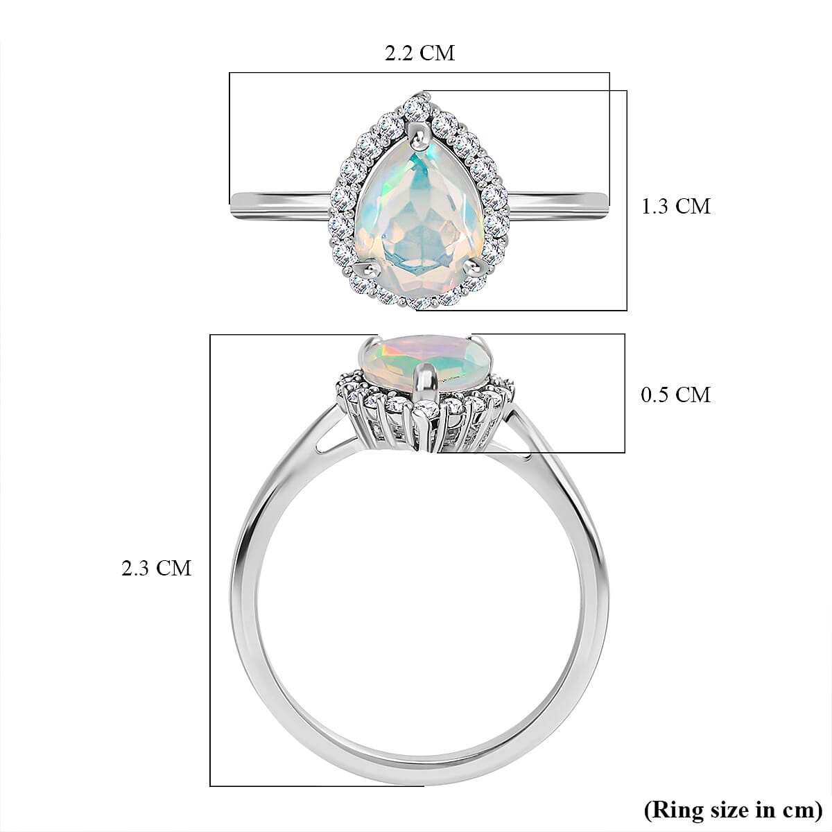 Ethiopian Welo Opal &amp; Natural Zircon Ring in Platinum Overlay Sterling Silver 1.39 Ct. 7522541 12