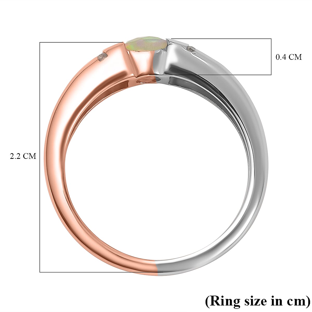 Ethiopian Welo Opal &amp; Natural Zircon Ring in Platinum &amp; 18K Rose Gold Vermeil Plated Sterling Silver 7665232 5