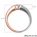 Ethiopian Welo Opal & Natural Zircon Ring in Platinum & 18K Rose Gold Vermeil Plated Sterling Silver