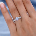 Ethiopian Welo Opal & Natural Zircon Ring in Platinum Overlay Sterling Silver 1.15