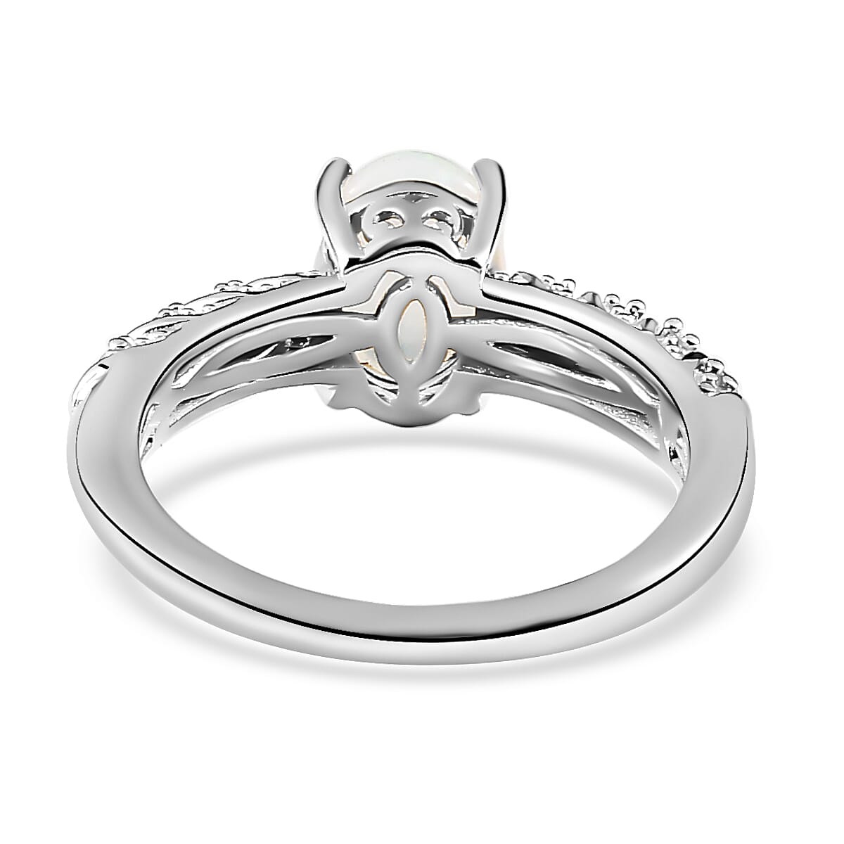 Ethiopian Welo Opal &amp; Natural Zircon Ring in Platinum Overlay Sterling Silver 1.15 7577662 5