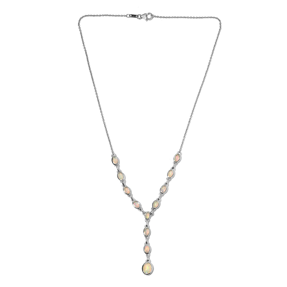 Ethiopian Welo Opal Necklace (Size - 18) in Platinum Plated Sterling Silver 4.52 Ct, Silver Wt. 8.00 Gms 7887655 4