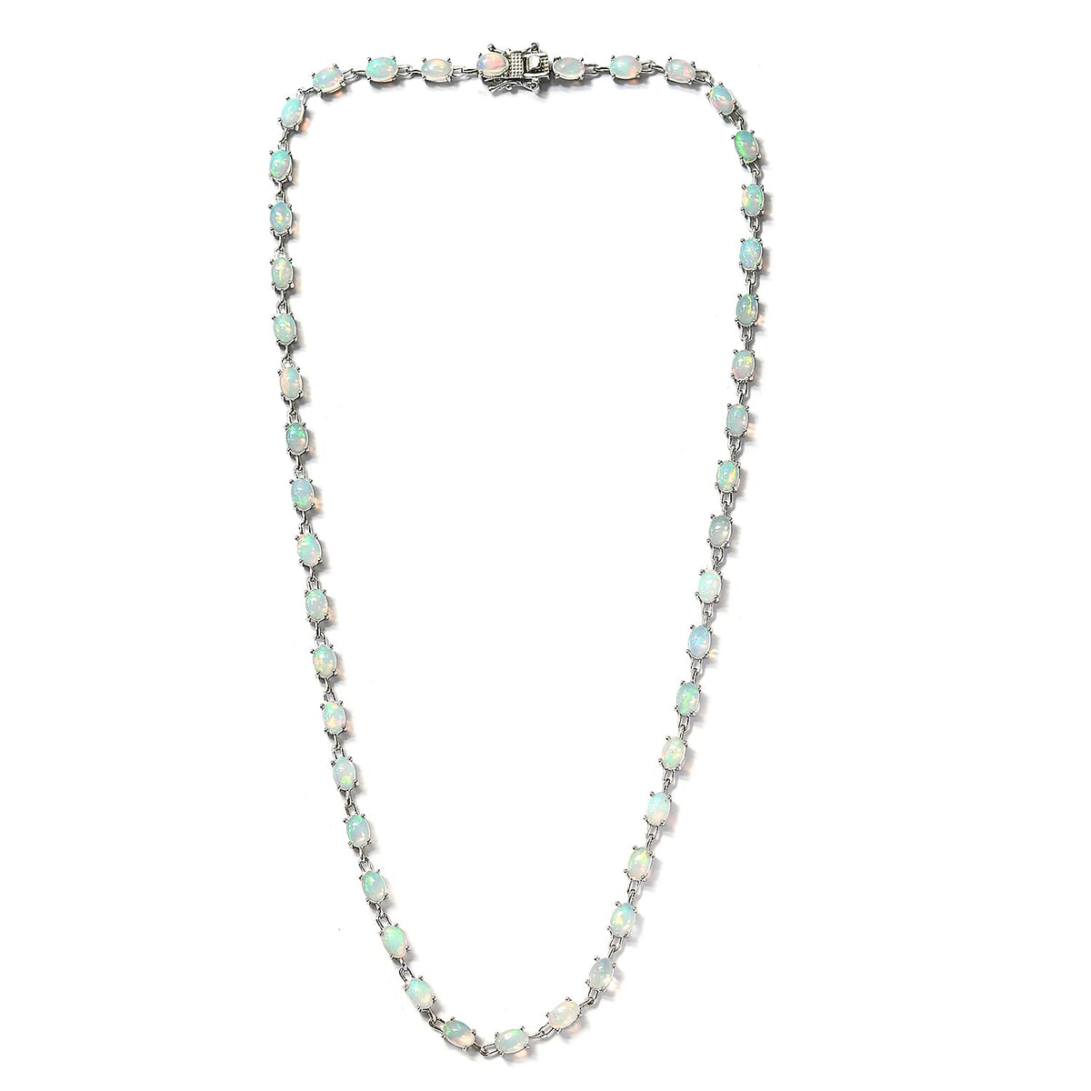 Ethiopian Welo Opal Necklace (Size - 18) in Platinum Plated Sterling Silver 15.51 Ct, Silver Wt. 14.49 Gms 8649715 3