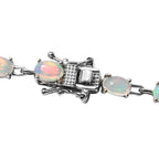Ethiopian Welo Opal Necklace (Size - 18) in Platinum Overlay Sterling Silver 15.51 Ct, Silver Wt. 14.49 Gms