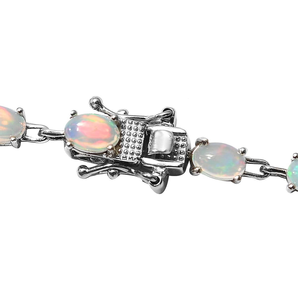 Ethiopian Welo Opal Necklace (Size - 18) in Platinum Plated Sterling Silver 15.51 Ct, Silver Wt. 14.49 Gms 8649715 4