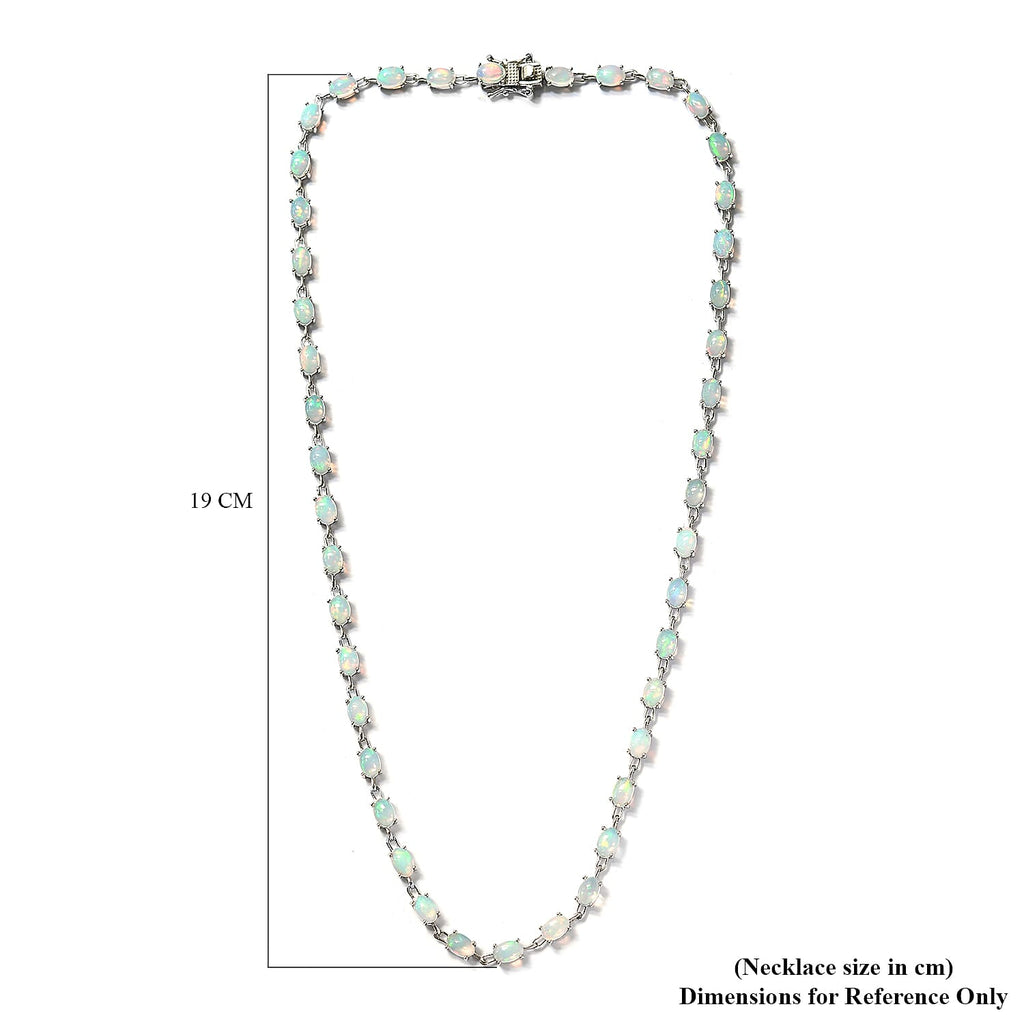 Ethiopian Welo Opal Necklace (Size - 18) in Platinum Overlay Sterling Silver 15.51 Ct, Silver Wt. 14.49 Gms
