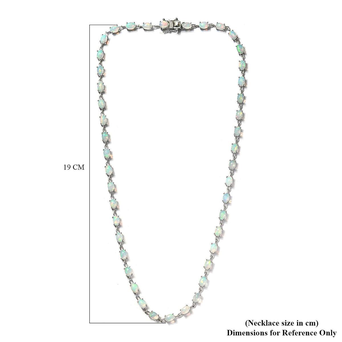 Ethiopian Welo Opal Necklace (Size - 18) in Platinum Plated Sterling Silver 15.51 Ct, Silver Wt. 14.49 Gms 8649715 5