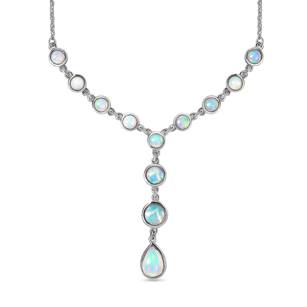 Ethiopian Welo Opal Necklace (Size - 20) in Platinum Overlay Sterling Silver 3.13 Ct, Silver Wt. 7.33 Gms