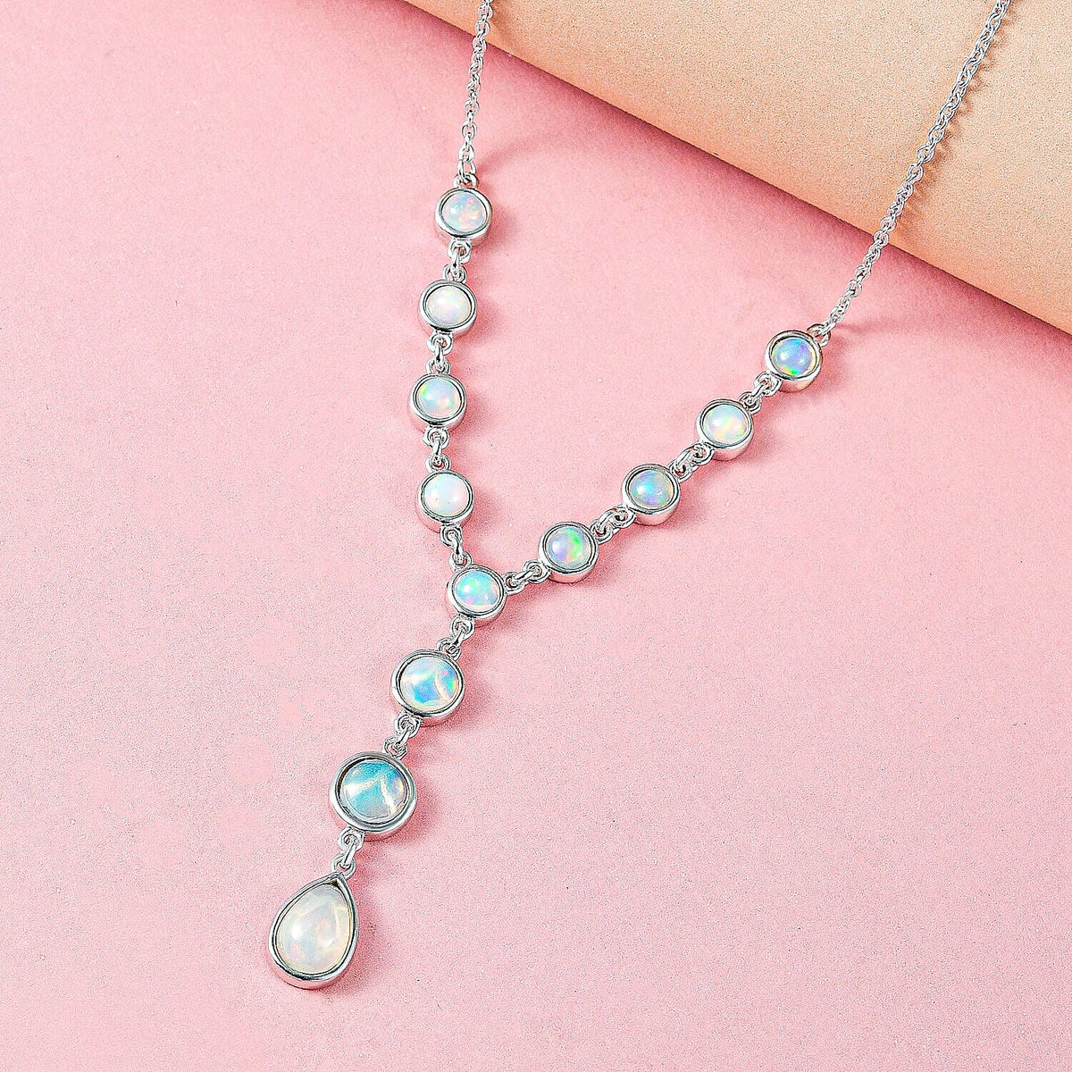 Ethiopian Welo Opal Necklace (Size - 20) in Platinum Overlay Sterling Silver 3.13 Ct, Silver Wt. 7.33 Gms 7162712 3