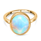 Ethiopian Welo Opal Solitaire Ring in 18K Vermeil Yellow Gold Plated Sterling Silver 2.78 Ct