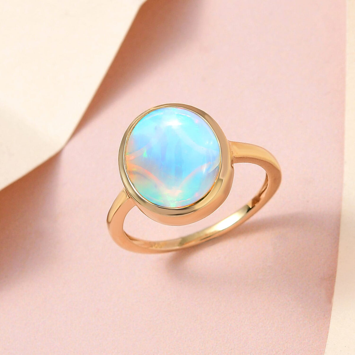 Ethiopian Welo Opal Ring in 18K Vermeil Yellow Gold Plated Sterling Silver 2.77 Ct 7363337 2