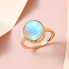 Ethiopian Welo Opal Solitaire Ring in 18K Vermeil Yellow Gold Plated Sterling Silver 2.78 Ct