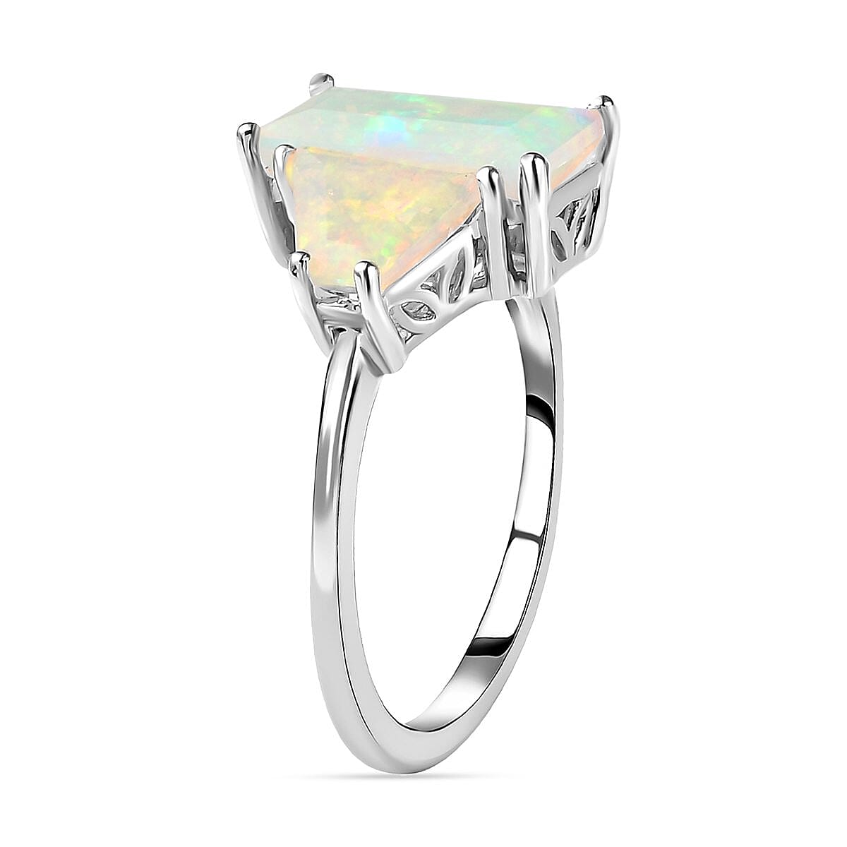 Ethiopian Welo Opal Ring in Platinum Overlay Sterling Silver 3.00 Ct. 7166964 7
