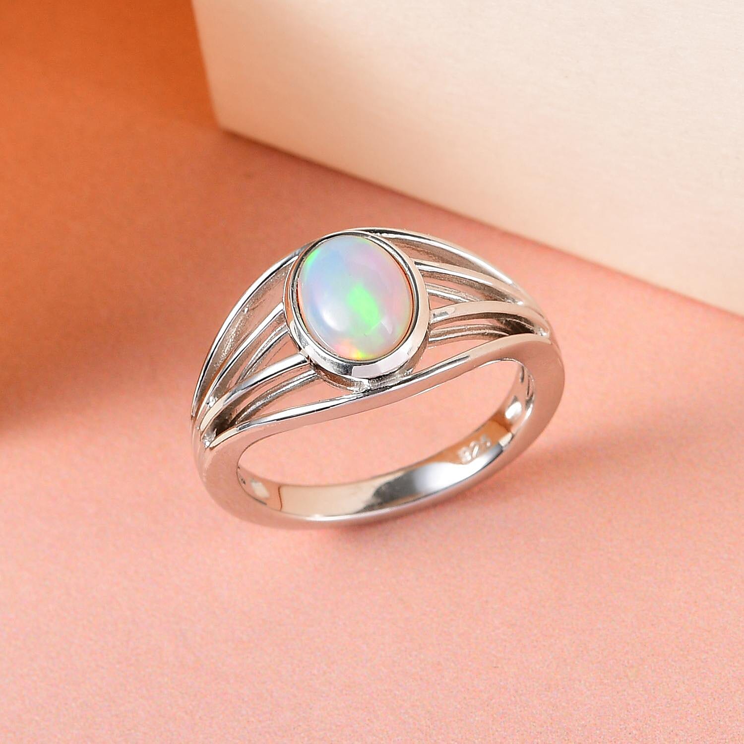 Ethiopian Welo Opal Ring in Platinum Overlay Sterling Silver 7188900 2