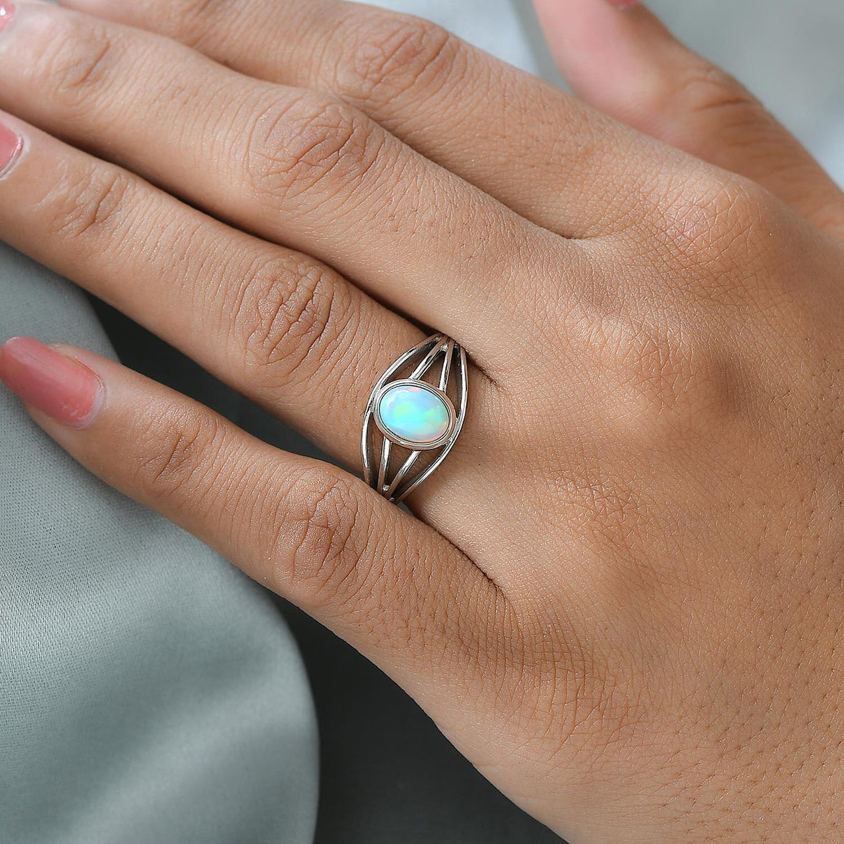 Ethiopian Welo Opal Ring in Platinum Overlay Sterling Silver 7188900 3