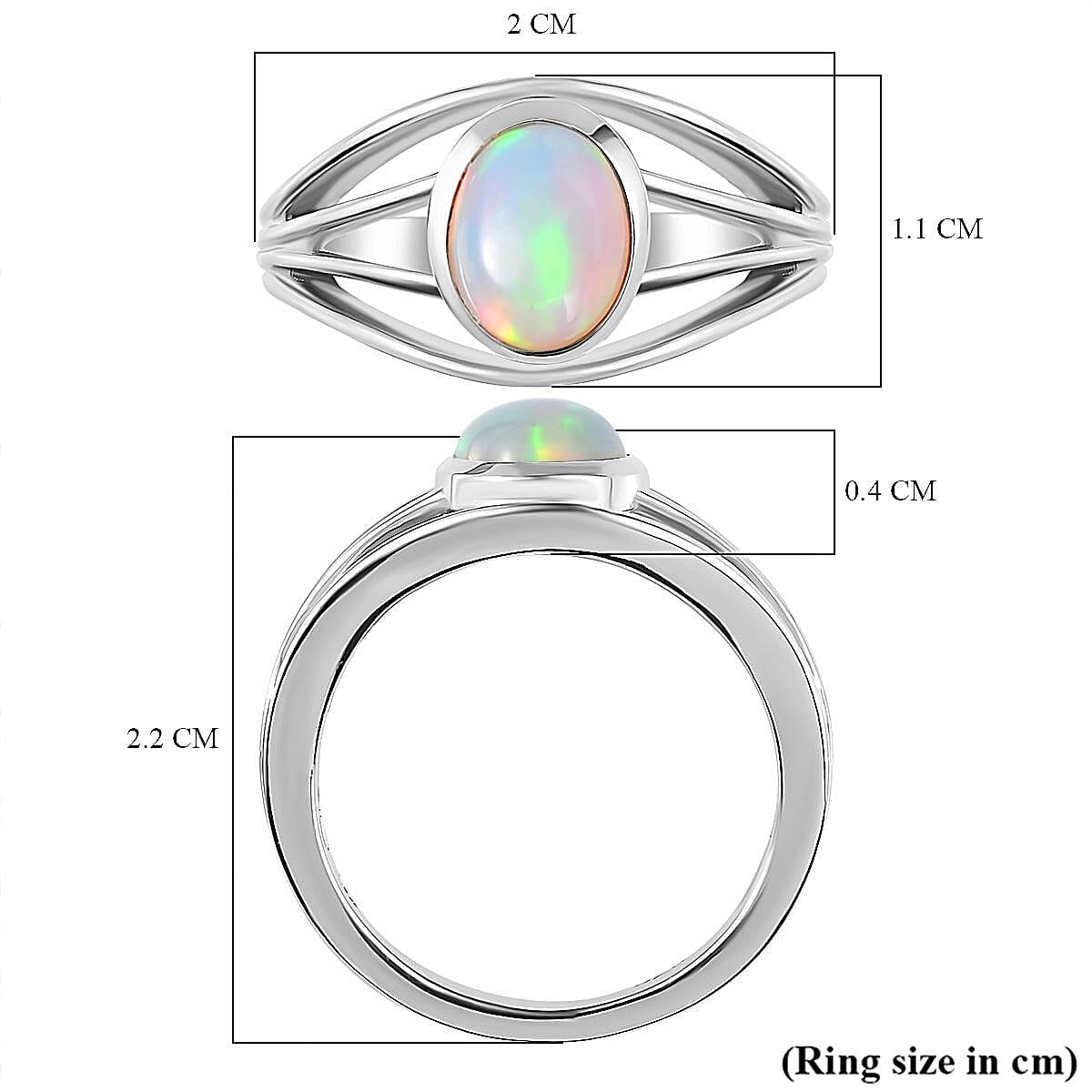 Ethiopian Welo Opal Ring in Platinum Overlay Sterling Silver 7188900 6