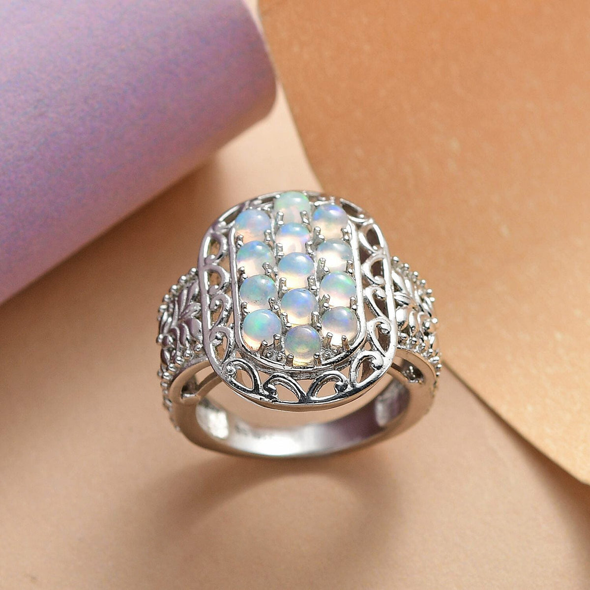 Ethiopian Welo Opal Ring in Stainless Steel 1.26 Ct 7230722 2