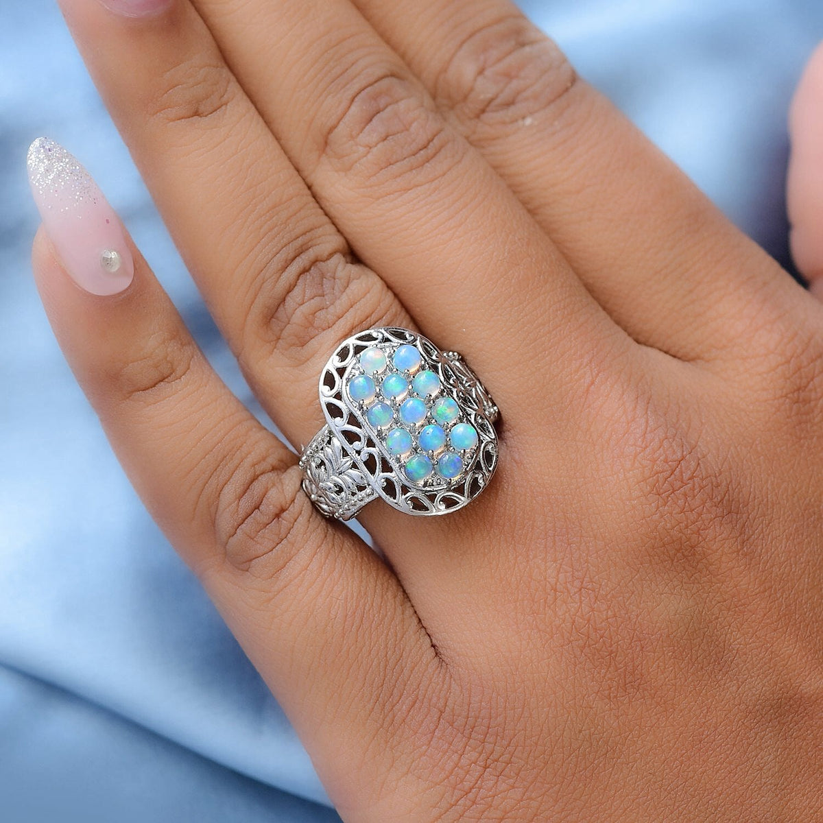 Ethiopian Welo Opal Ring in Stainless Steel 1.26 Ct 7230722 5