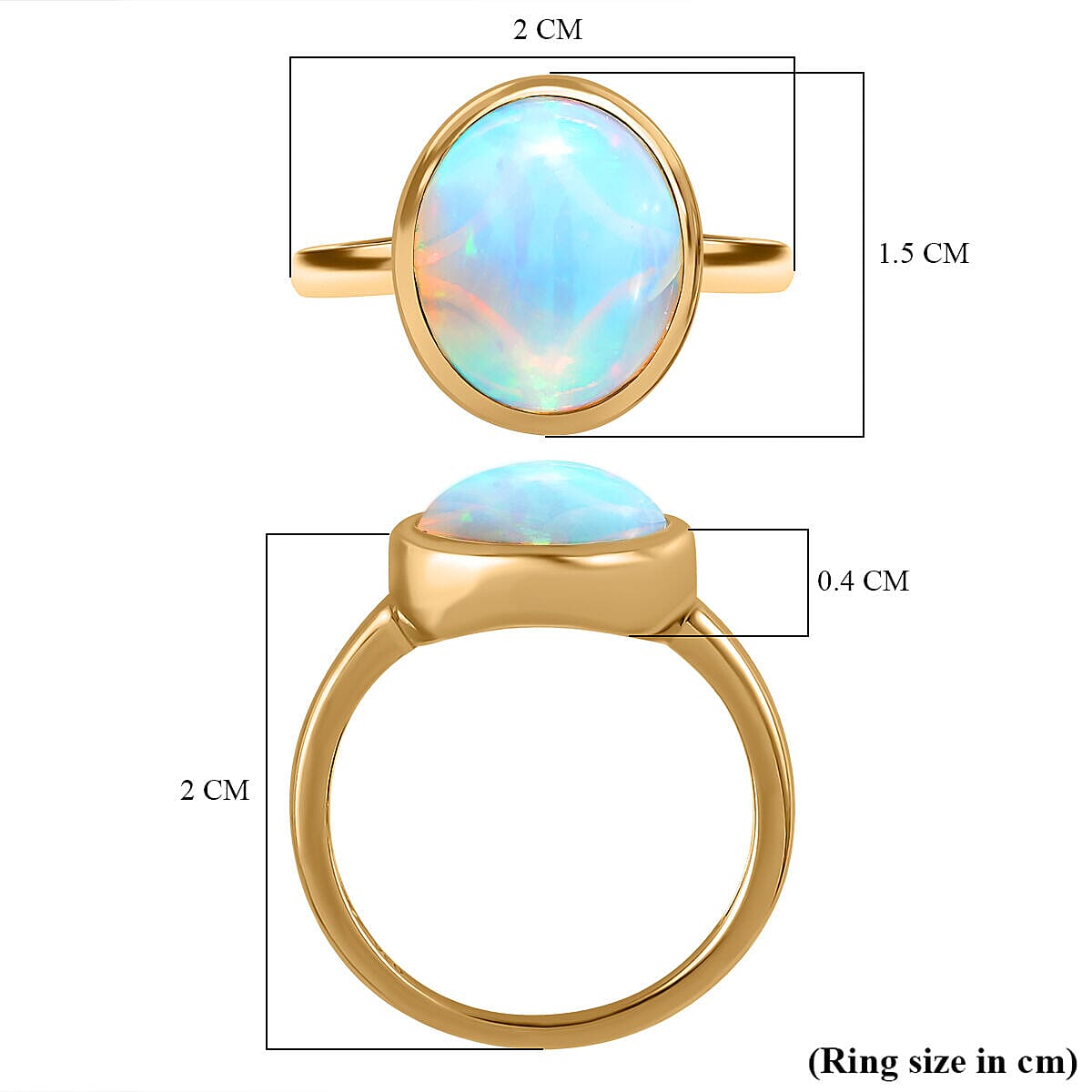 Ethiopian Welo Opal Ring in 18K Vermeil Yellow Gold Plated Sterling Silver 2.77 Ct 7363337 11