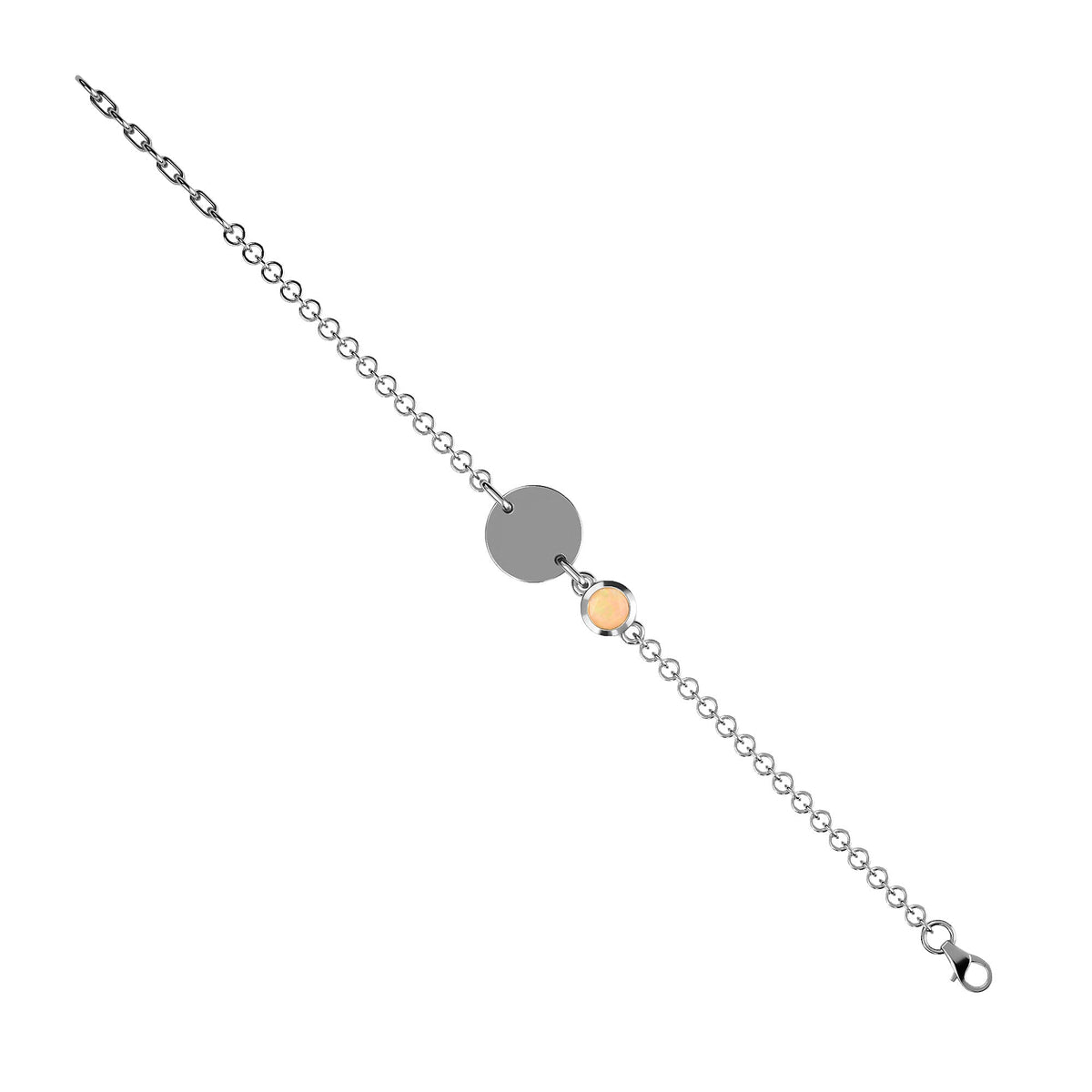 Ethiopian Welo Opal Solitaire Bracelet in Platinum Plated Sterling Silver 3627383 3
