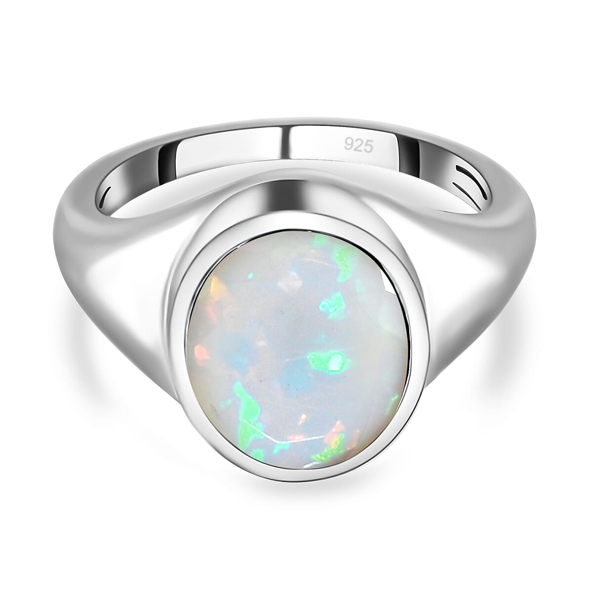 Ethiopian Welo Opal Solitaire Ring in Platinum Overlay Sterling Silver 2.10 Ct 7159390 0