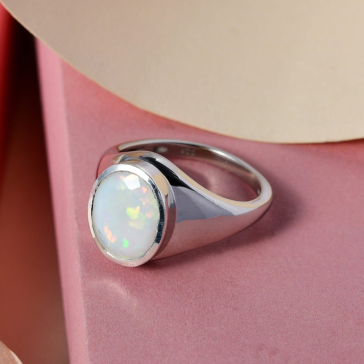 Ethiopian Welo Opal Solitaire Ring in Platinum Overlay Sterling Silver 2.10 Ct 7159390 2