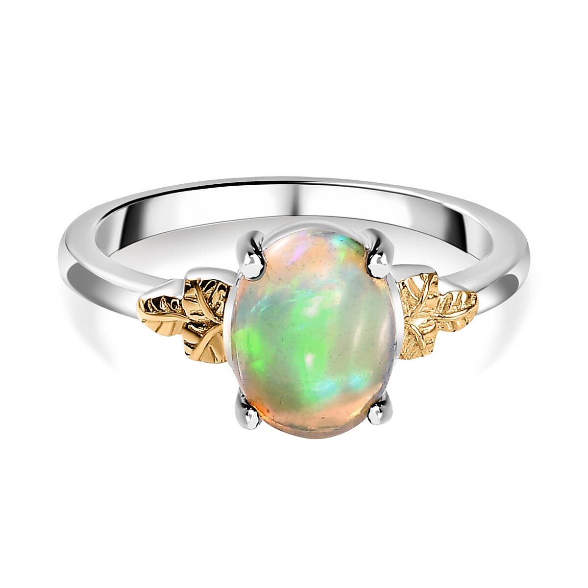 Ethiopian Welo Opal Solitaire Ring in Two-Tone Plated Sterling Silver 1.13 Ct 7612536 0