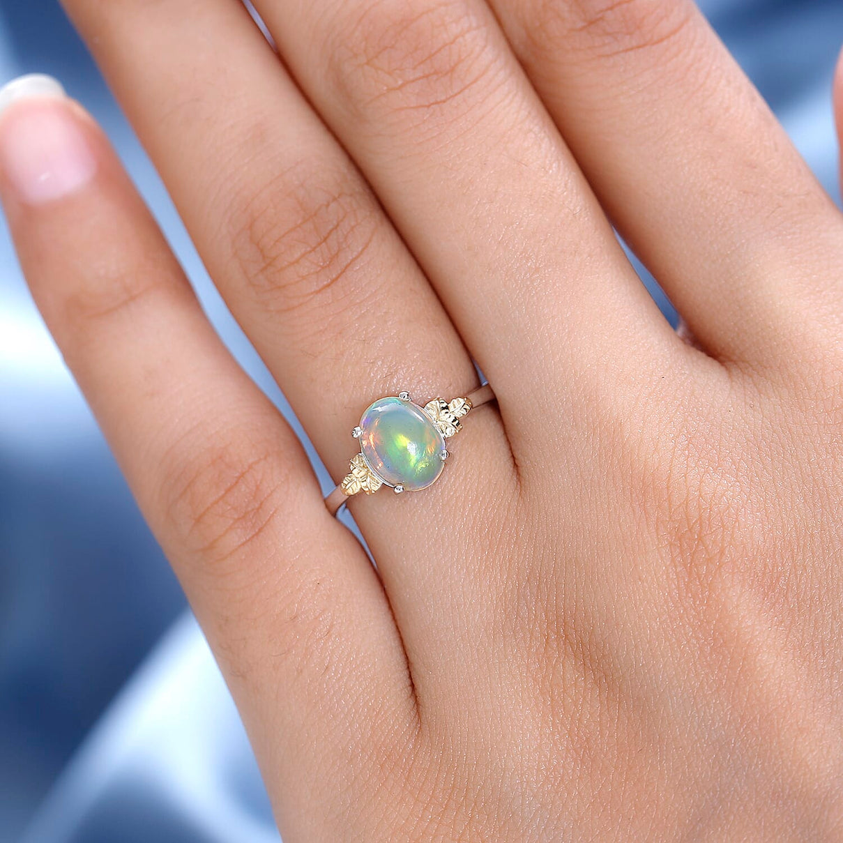 Ethiopian Welo Opal Solitaire Ring in Two-Tone Plated Sterling Silver 1.13 Ct 7612536 3