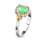 Ethiopian Welo Opal Solitaire Ring in Two-Tone Plated Sterling Silver 1.13 Ct