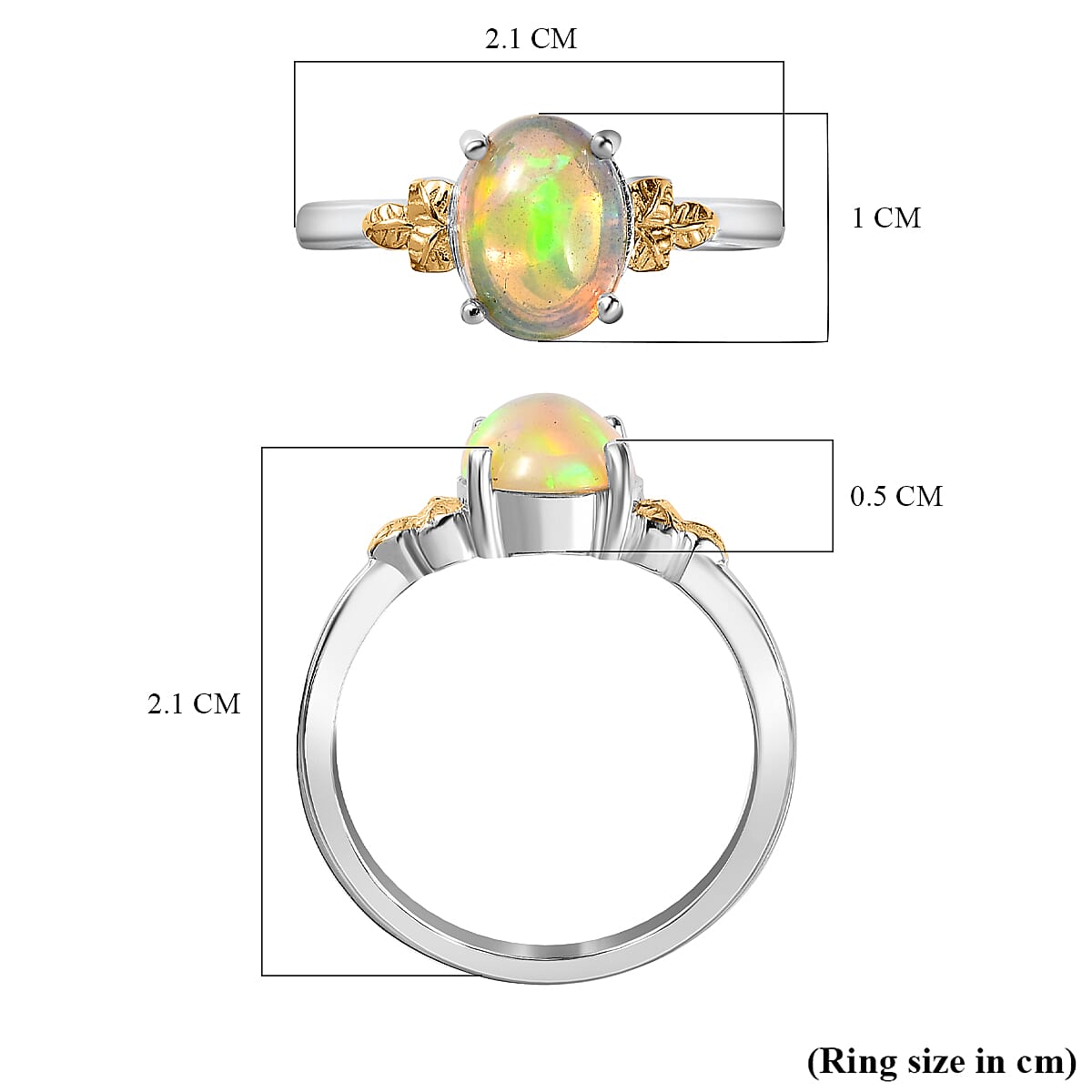 Ethiopian Welo Opal Solitaire Ring in Two-Tone Plated Sterling Silver 1.13 Ct 7612536 6