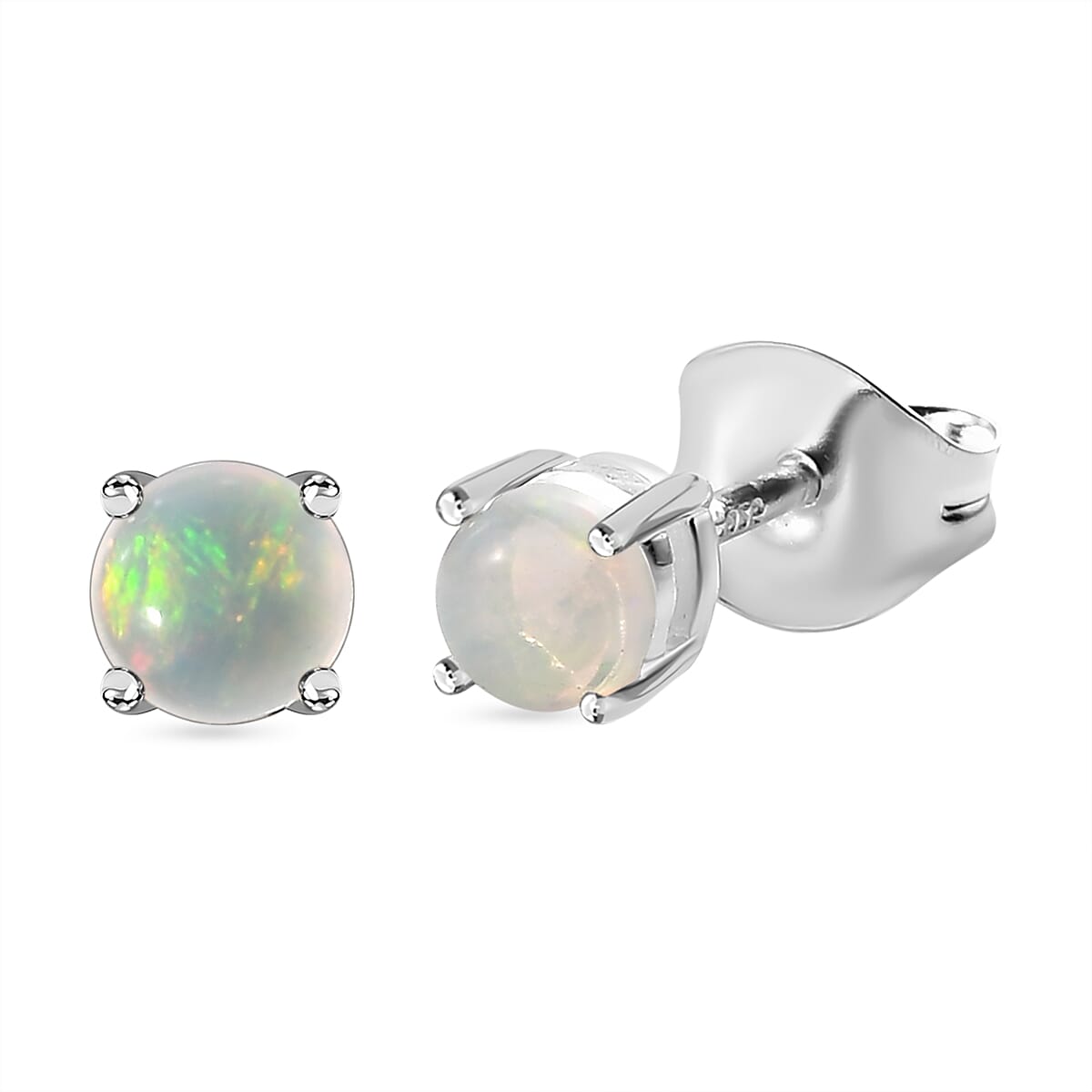Ethiopian Welo Opal Solitaire Stud Earrings in Sterling Silver 7519979 0
