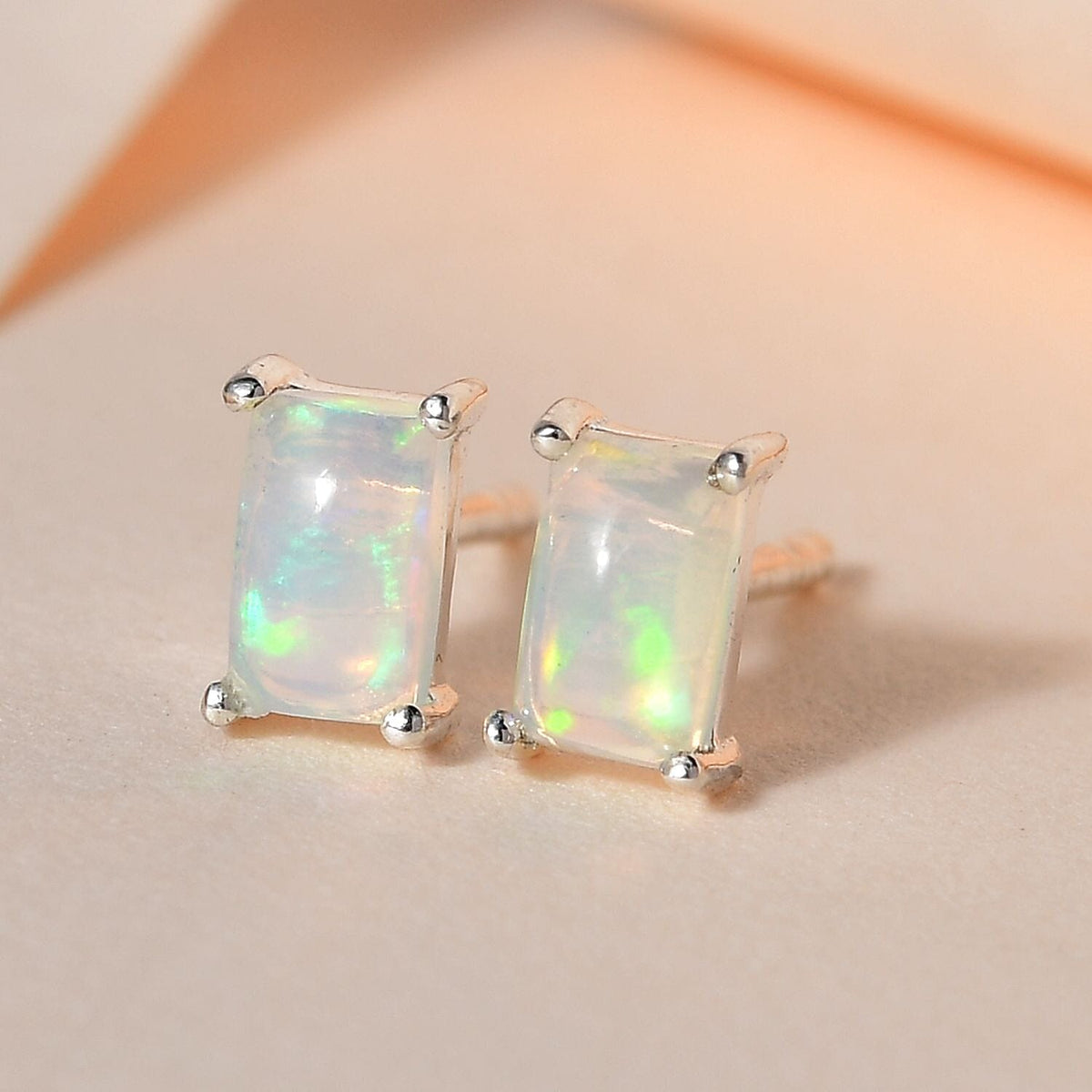 Ethiopian Welo Opal Stud Earrings in Sterling Silver 8894921 2