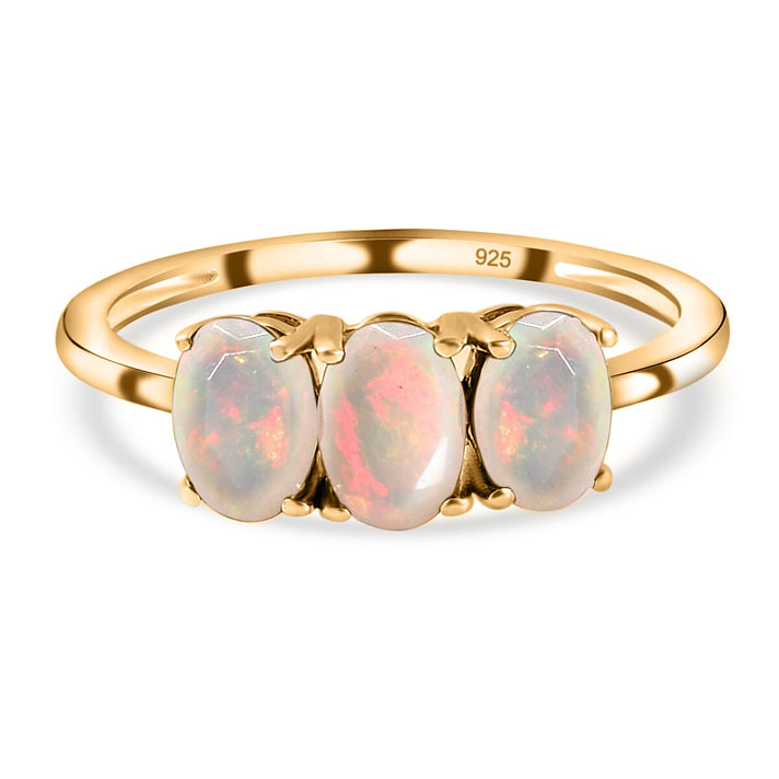 Ethiopian Welo Opal Trilogy Ring in 18K Vermeil Yellow Gold Overlay Sterling Silver. 7442450 1