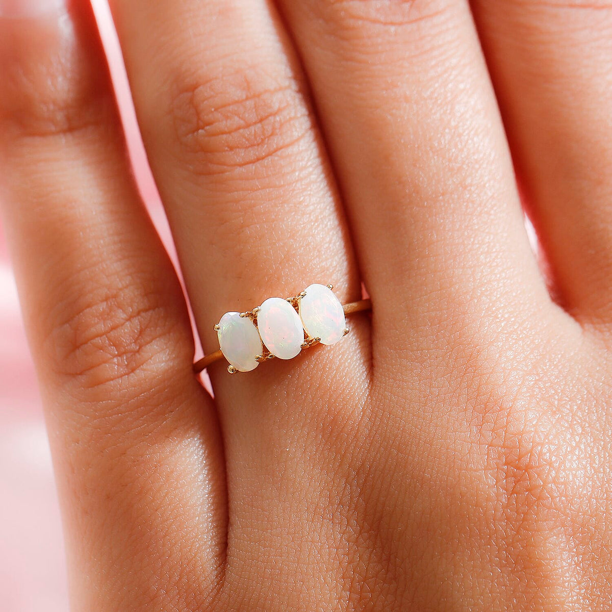 Ethiopian Welo Opal Trilogy Ring in 18K Vermeil Yellow Gold Overlay Sterling Silver. 7442450 3