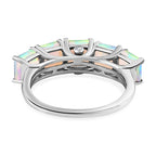 Ethiopian Welo Opal and Diamond  5 Stone Ring in Platinum Overlay Sterling Silver 2.00 Ct