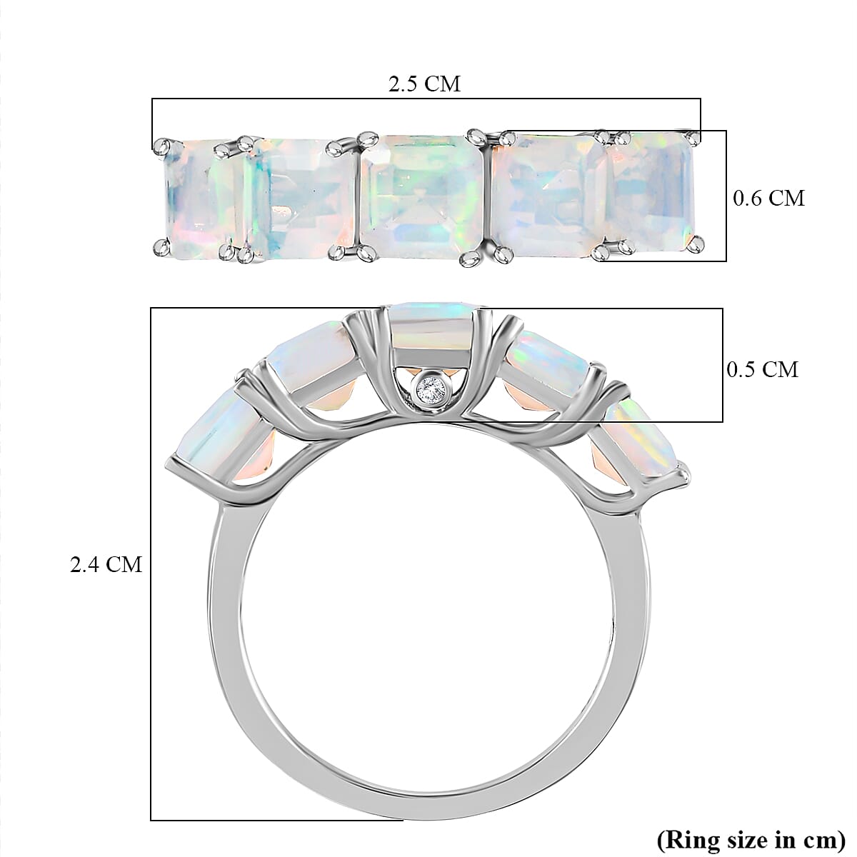 Ethiopian Welo Opal and Diamond 5 Stone Ring in Platinum Overlay Sterling Silver 7578673 5
