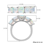 Ethiopian Welo Opal and Diamond  5 Stone Ring in Platinum Overlay Sterling Silver 2.00 Ct