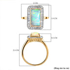 Ethiopian Welo Opal and Diamond Halo Ring in 18K Vermeil Yellow Gold Plated Sterling Silver 2.09 Ct.