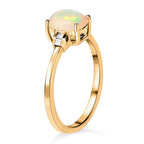 Ethiopian Welo Opal and Diamond Ring in 18K Vermeil Yellow Gold Plated Sterling Silver 0.594 Ct