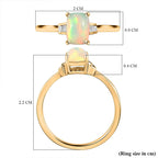 Ethiopian Welo Opal and Diamond Ring in 18K Vermeil Yellow Gold Plated Sterling Silver 0.594 Ct