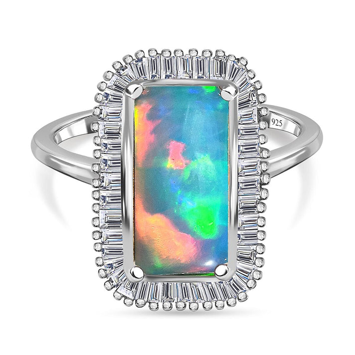 AAA Ethiopian Welo Opal and Diamond Halo Ring in Platinum Overlay Sterling Silver 2.22 Ct. 3828677 1