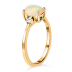 Ethiopian Welo Opal and Diamond Ring in 18K Vermeil Yellow Gold Plated Sterling Silver 0.594 Ct